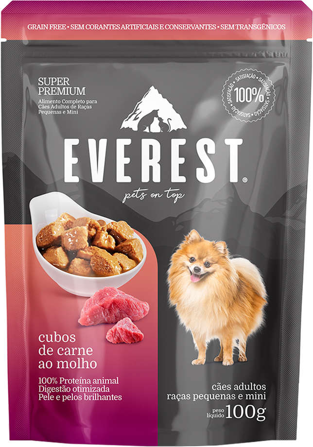 Ração Úmida Everest Cubos de Carne ao Molho para Cães Raças Pequenas e Mini - 100 g
