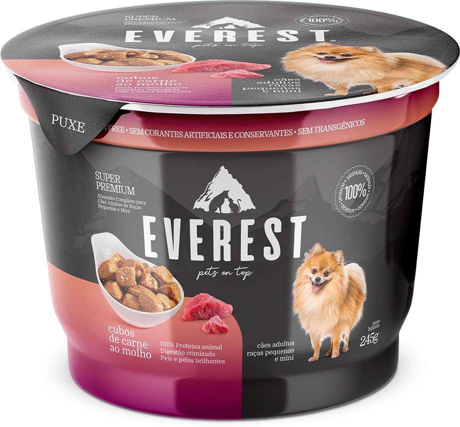 Ração Úmida Everest Cubos de Carne ao Molho para Cães Raças Pequenas e Mini - 245 g
