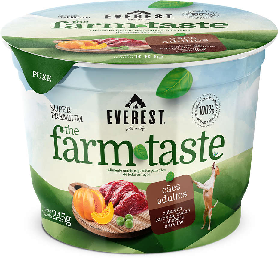 Ração Úmida Everest The Farm Taste Cubos de Carne ao Molho com Abóbora e Ervilha para Cães - 245 g