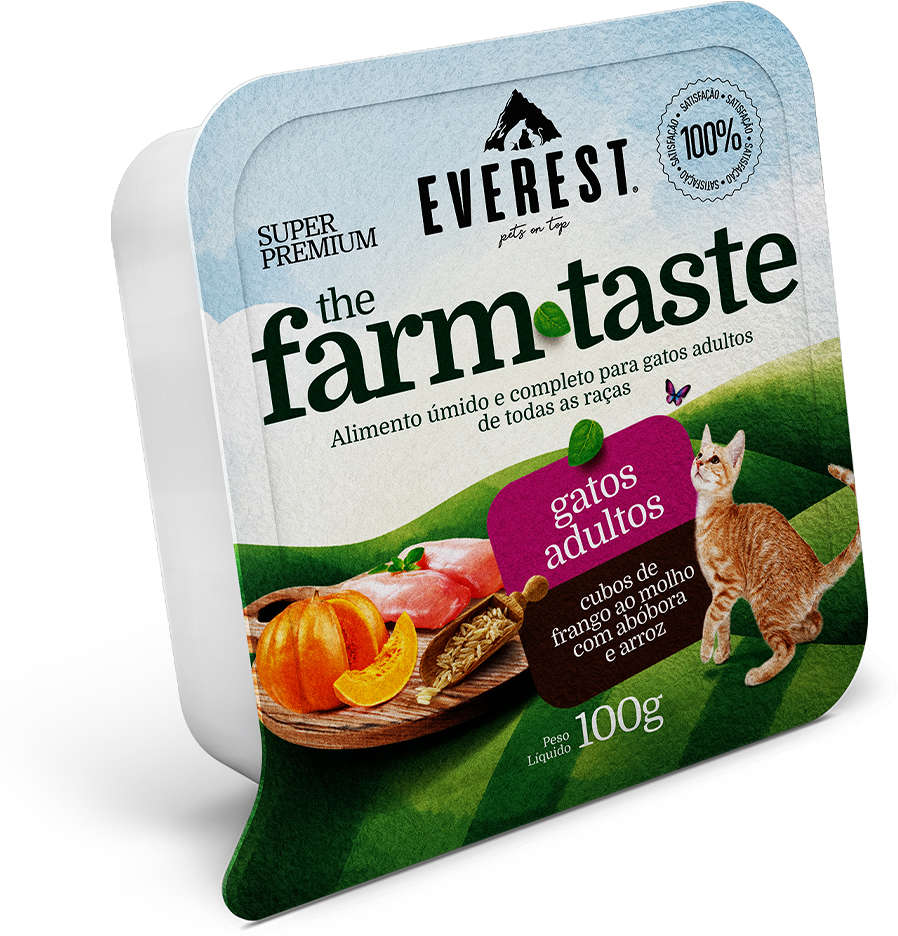 Ração Úmida Everest The Farm Taste Cubos de Frango ao Molho com Abóbora e Arroz para Gatos - 100 g
