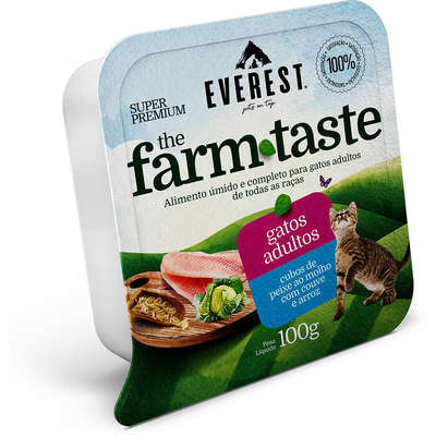 Ração Úmida Everest The Farm Taste Cubos de Peixe ao Molho com Couve e Arroz para Gatos