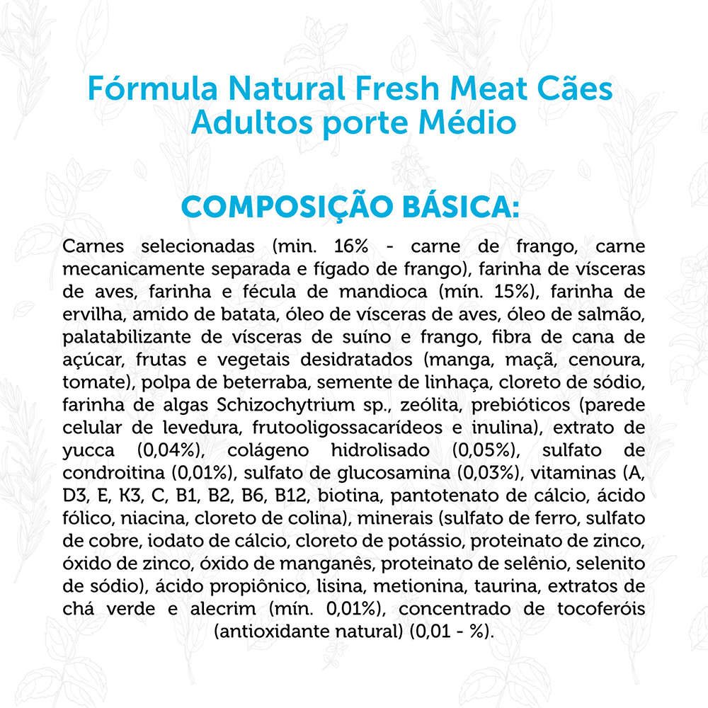 Ração Seca Fórmula Natural Fresh Meat Cães Adultos Raças Médias - 12Kg