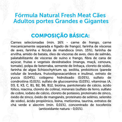 Ração Seca Fórmula Natural Fresh Meat Cães Adultos Raças Grandes e Gigantes
