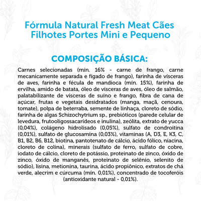 Ração Seca Fórmula Natural Fresh Meat Cães Filhotes Raças Mini e Pequena