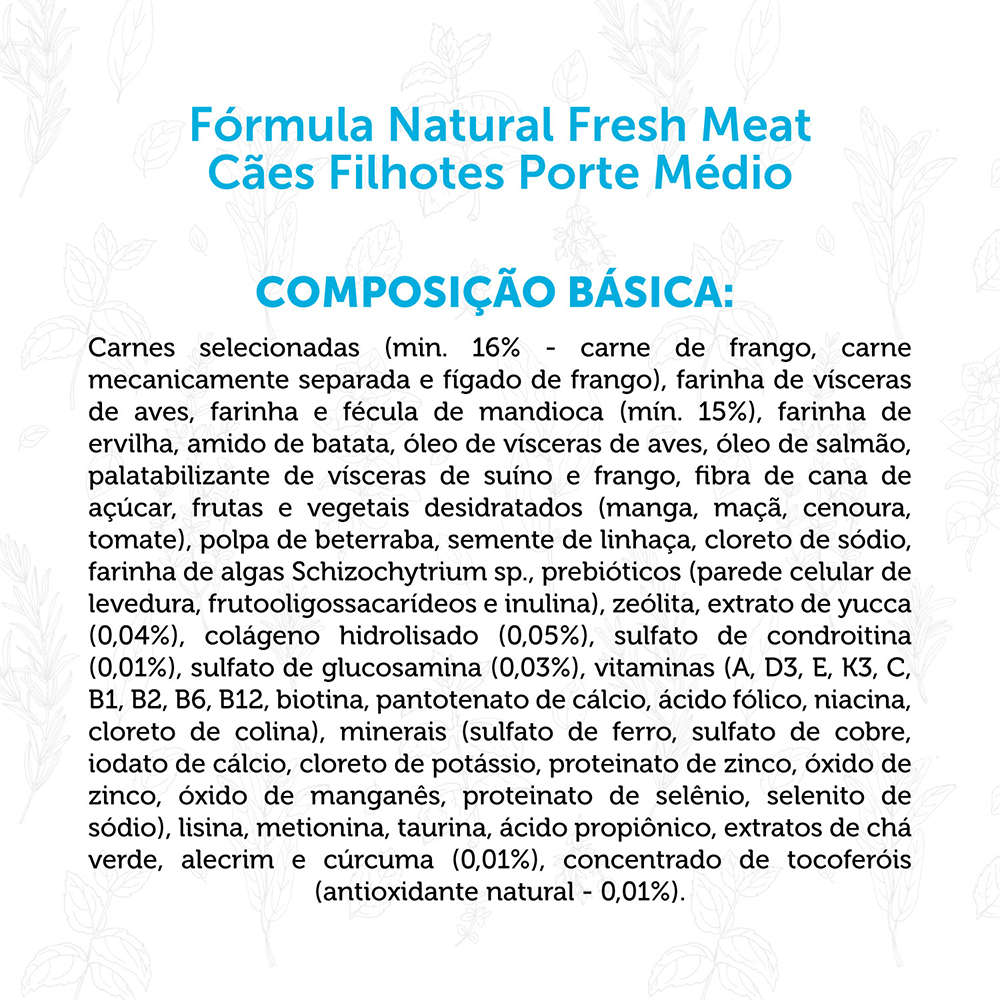 Ração Seca Fórmula Natural Fresh Meat Cães Filhotes Raças Médias - 12Kg