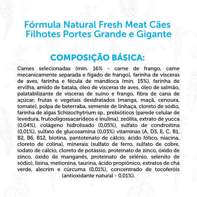 Ração Seca Fórmula Natural Fresh Meat Cães Filhotes Raças Grandes e Gigantes