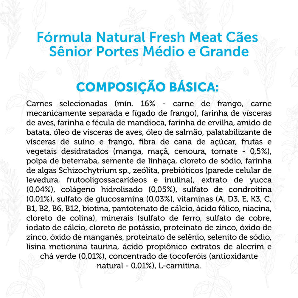 Ração Seca Fórmula Natural Fresh Meat Cães Sênior Raças Médias e Grandes - 12Kg