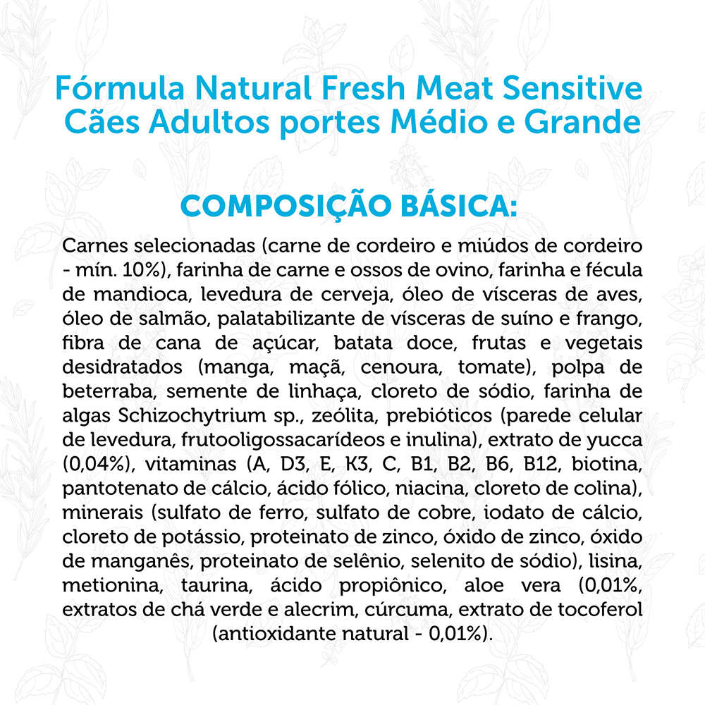 Ração Seca Fórmula Natural Fresh Meat Sensitive Cães Adultos Portes Médio e Grande - 12 KG