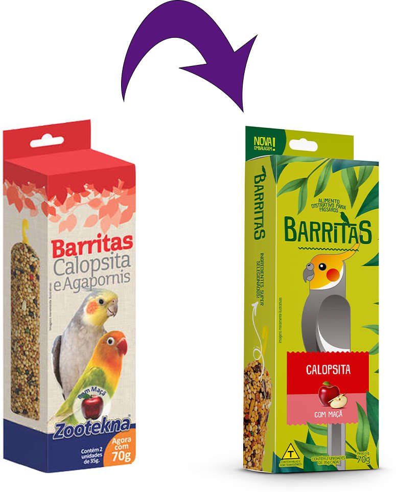 Barritas Zootekna com Maçã para Calopsita e Agapornis - 70 g
