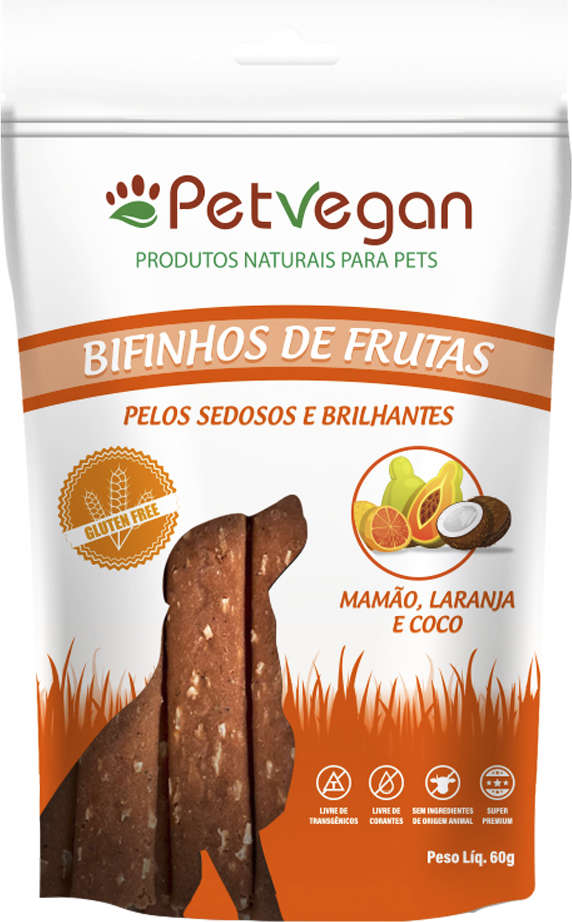 Bifinho PetVegan para Cães Sabor Mamão, laranja e coco - 60g