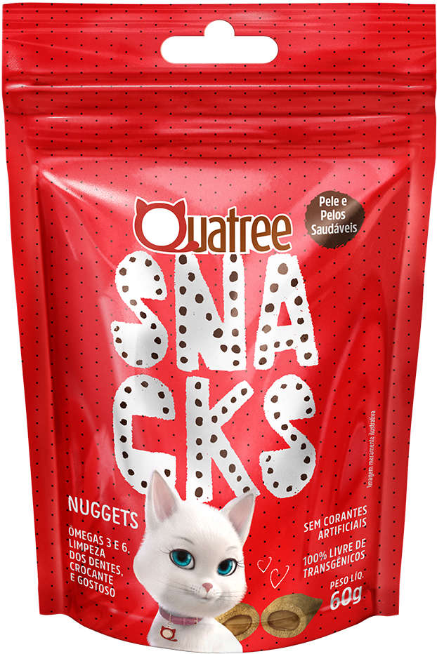 Snack Quatree para Gatos Adultos Sabor Frango Pele e Pelo - 6 Unidades