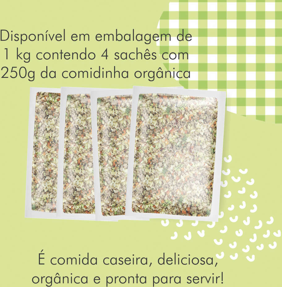 Comidinha Orgânica All Love Veggie Ovo, Quinoa, Abóbora, Chia, Brócolis, Goiaba & Grão de Bico para Cães Adultos - 1Kg