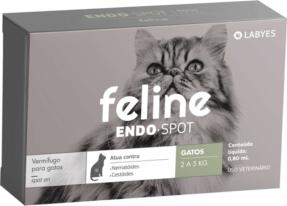 Vermífugo Labyes Feline Endospot para Gatos de 2 a 5Kg - 0,80 mL