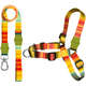 Kit Guia Premium + Peitoral Antipuxão Dog Trip Brasil Sunset para Cães
