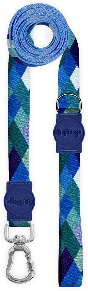 Guia Longa Dog Trip Brasil Quadriculada Azul para Cães - Tam. P