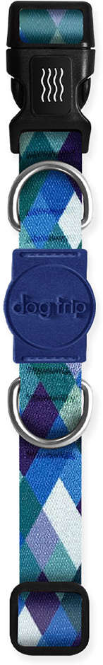 Coleira Premium Dog Trip Brasil Quadriculada Azul para Cães - Tam. G