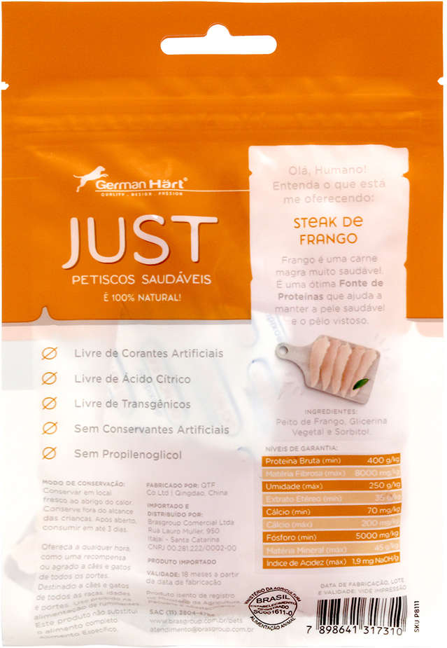 Petisco Just para Cães Sabor Steak de Frango - 75g