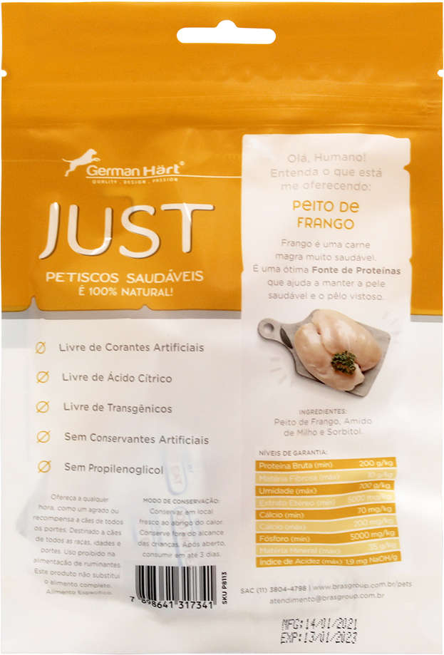 Petisco Just para Cães Sabor Frango Cozido - 75g