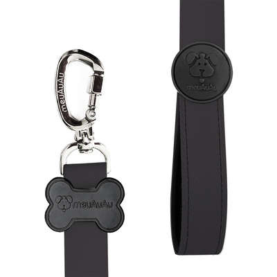 Peitoral H e Guia Preto para Cães