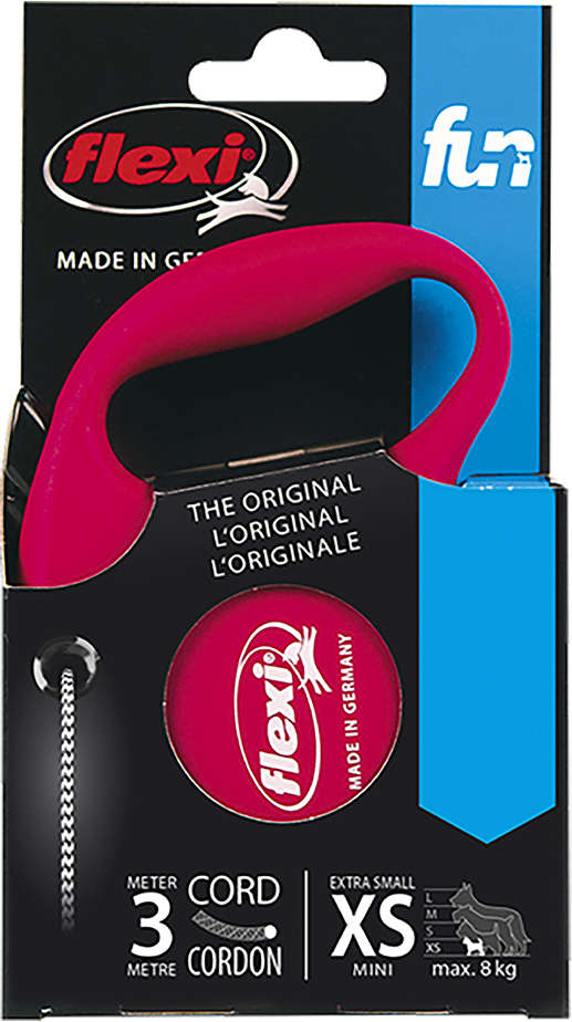 Guia Retrátil Corda FUN Vermelho - Tam. PP