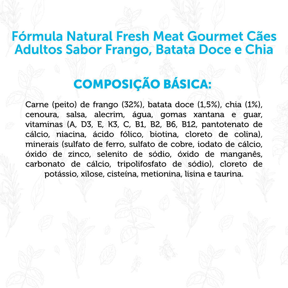 Ração Úmida Fórmula Natural Fresh Meat Gourmet Frango, Batata Doce e Chia para Cães Adultos - 70 g
