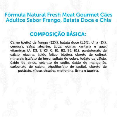 Ração Úmida Fórmula Natural Fresh Meat Gourmet Frango, Batata Doce e Chia para Cães Adultos