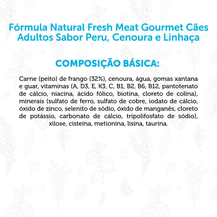 Ração Úmida Fórmula Natural Fresh Meat Gourmet Peru, Cenoura e Linhaça para Cães Adultos - 70 g