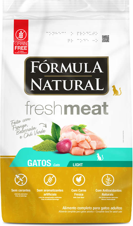 Ração Seca Fórmula Natural Fresh Meat Light para Gatos - 14Kg