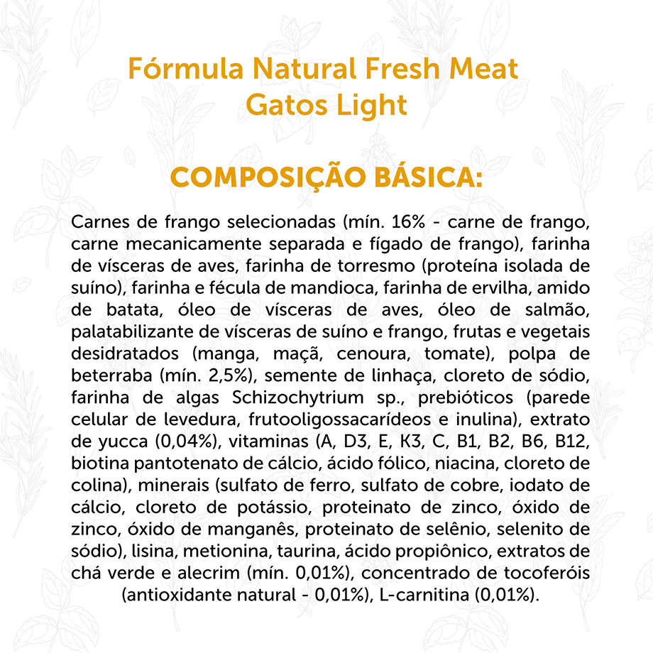 Ração Seca Fórmula Natural Fresh Meat Light para Gatos - 14Kg