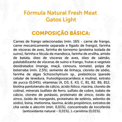 Ração Seca Fórmula Natural Fresh Meat Light para Gatos