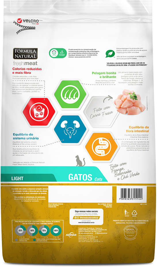 Ração Seca Fórmula Natural Fresh Meat Light para Gatos - 14Kg