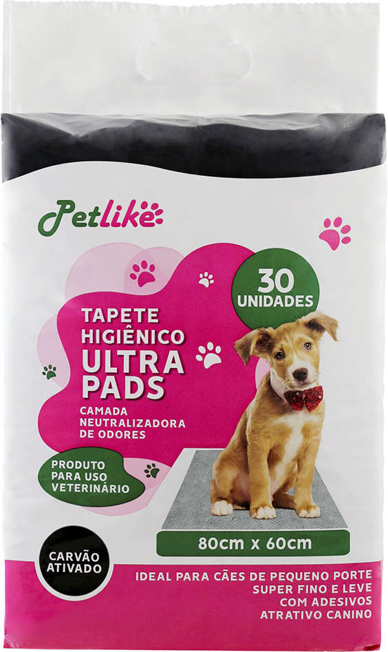 Tapete Higiênico PetLike Ultra Pads Carbono 80 cm - 30 Unidades