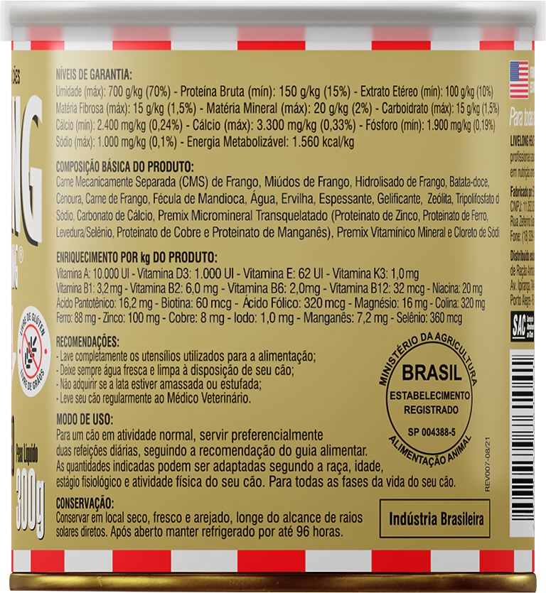 Alimento Natural Livelong Frango para Cães - 300 g
