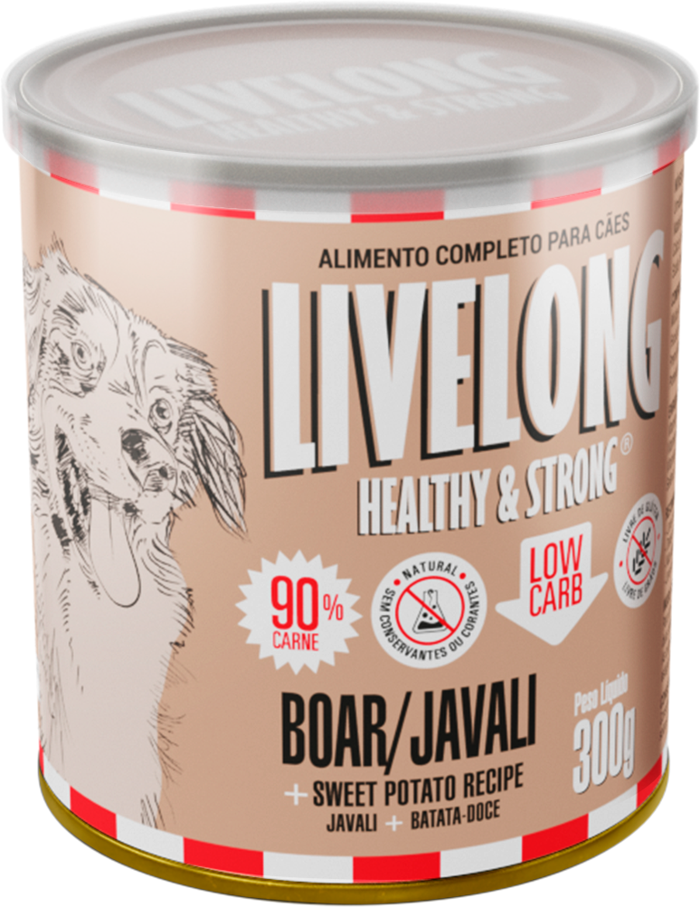 Alimento Natural Livelong Javali para Cães - 300 g