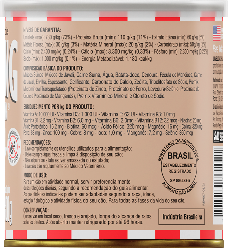 Alimento Natural Livelong Javali para Cães - 300 g