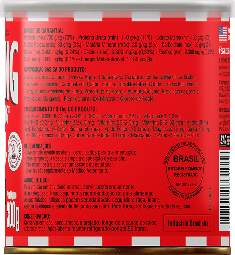 Alimento Natural Livelong Cordeiro para Cães - 300 g