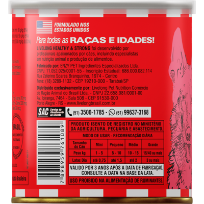 Alimento Natural Livelong Sabor Cordeiro para Cães