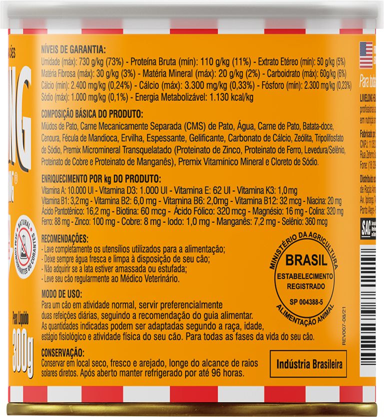 Alimento Natural Livelong Pato para Cães - 300 g