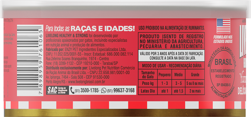 Alimento Natural Livelong Delícias de Carne para Gatos - 150 g
