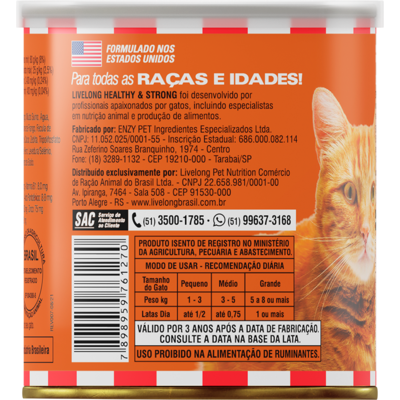 Alimento Natural Livelong Sabor Delícias de Aves para Gatos
