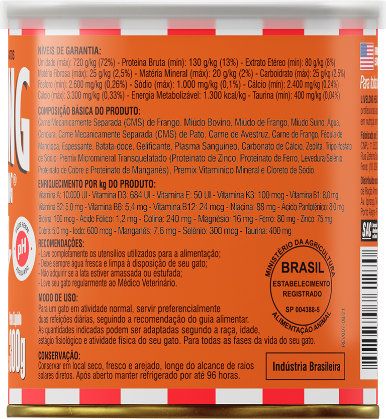 Alimento Natural Livelong Delícias de Aves para Gatos - 300 g