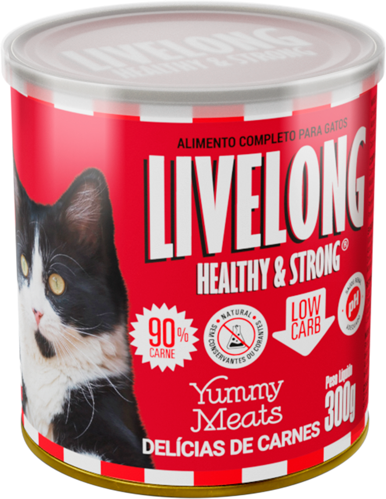 Alimento Natural Livelong Delícias de Carne para Gatos - 300 g