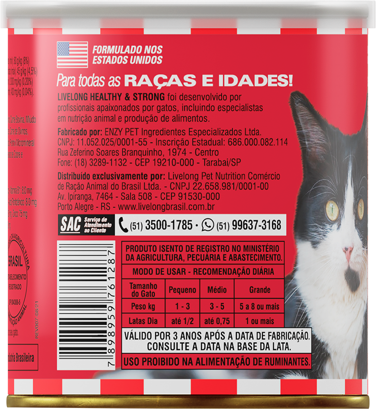 Alimento Natural Livelong Delícias de Carne para Gatos - 300 g