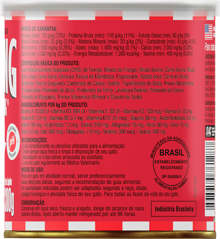 Alimento Natural Livelong Delícias de Carne para Gatos - 300 g