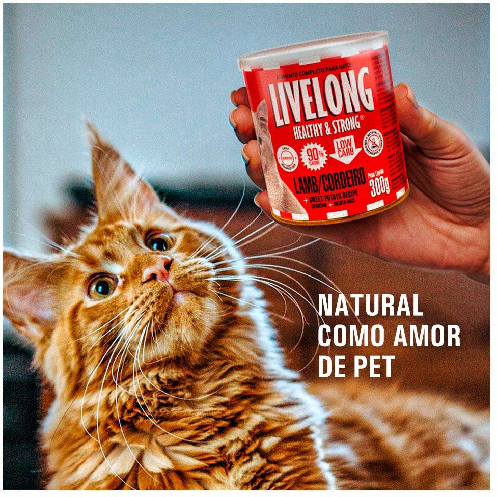 Alimento Natural Livelong Cordeiro para Gatos - 300 g