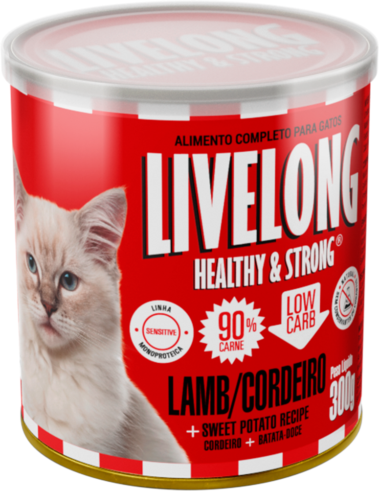 Alimento Natural Livelong Cordeiro para Gatos - 300 g