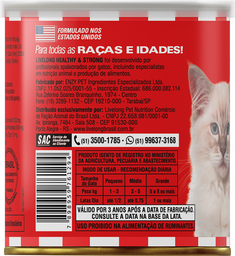 Alimento Natural Livelong Cordeiro para Gatos - 300 g