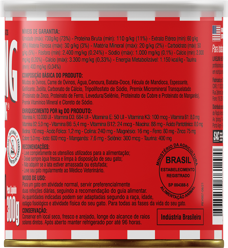 Alimento Natural Livelong Cordeiro para Gatos - 300 g