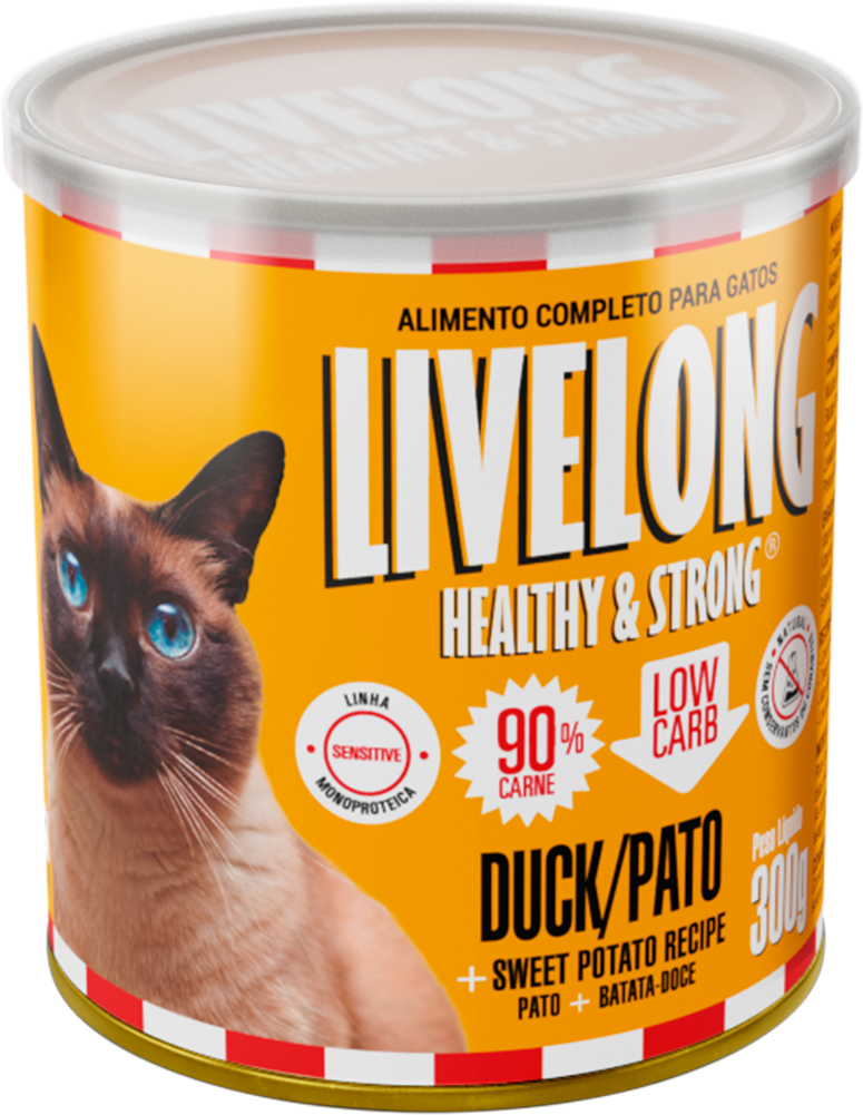 Alimento Natural Livelong Pato para Gatos - 300 g