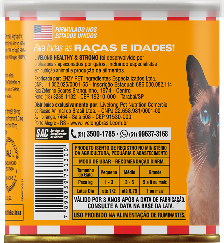Alimento Natural Livelong Pato para Gatos - 300 g